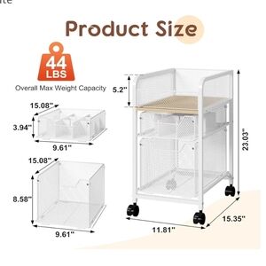 Narrow Rolling Makeup Cart Organizer with 2 Drawers, White